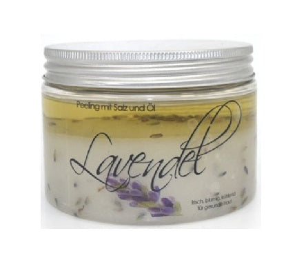 LAVENDEL | Salz-Öl-Peeling mit Lavendelblüten 200ml & 450ml | für den Verkauf
