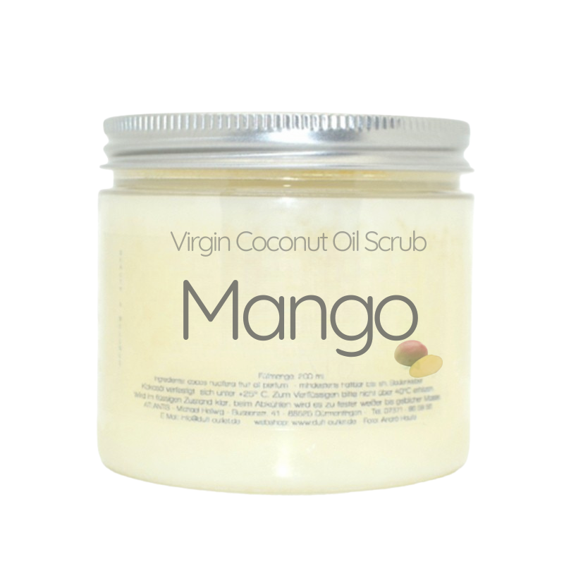 MANGO -Virgin Coconut Oil Scrub– Kaltgepresstes Kokosöl-Peeling für zarte Haut 200ml